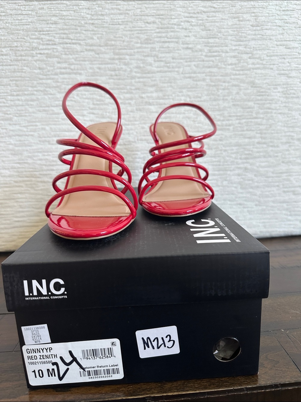 INC International Concepts Red Patent Multi-Strap Heeled Sandals NIB - Picture 3 of 3